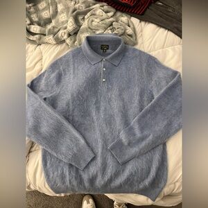 J. Crew Light Blue Mohair Blend Polo Sweater